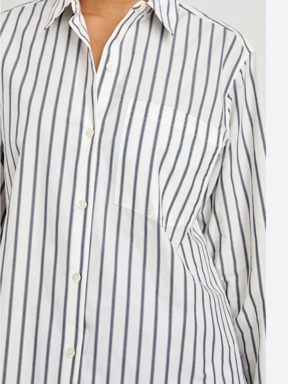 Rails Elsa Striped Button-Up Shirt in White and Navy - Picture 2 of 7